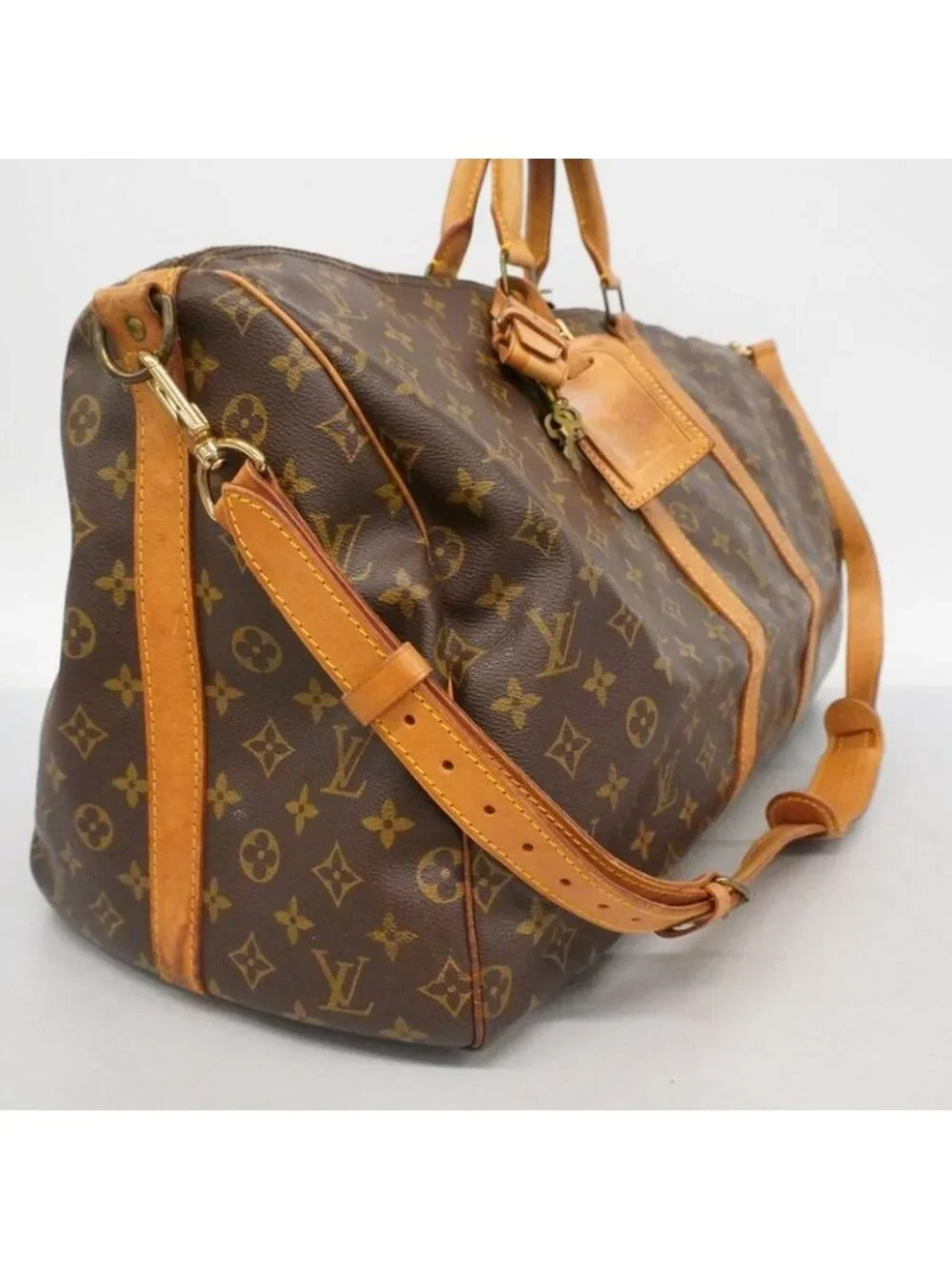 Louis Vuitton Boston Bag Monogram Keepall Bandouliere 55 Brown - Picture 2 of 10